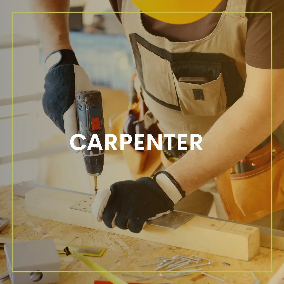 Skilled carpenter working on custom wood furniture with professional tools