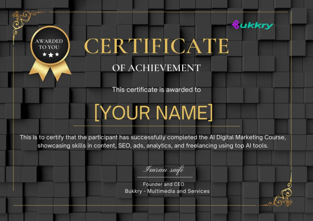 AI Digital Marketing Course by Bukkry with Certificate