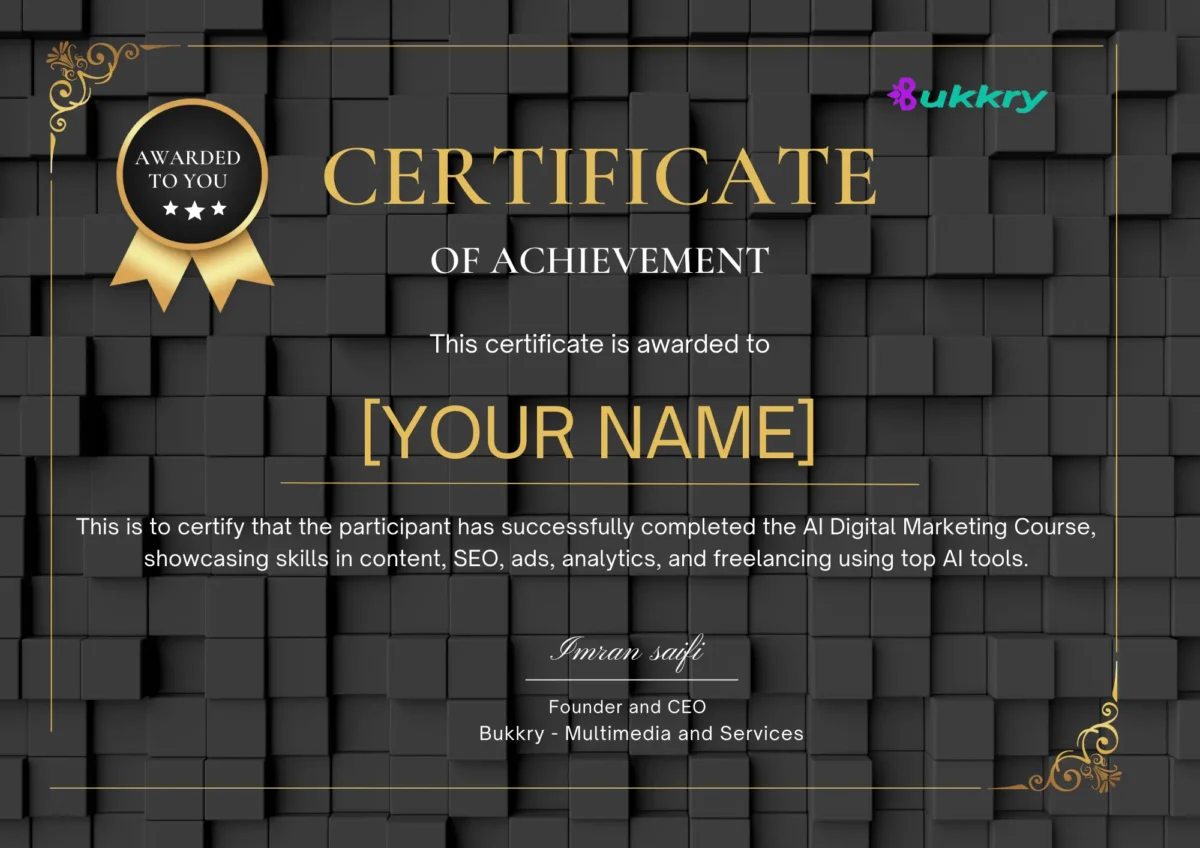 AI Digital Marketing Course by Bukkry with Certificate