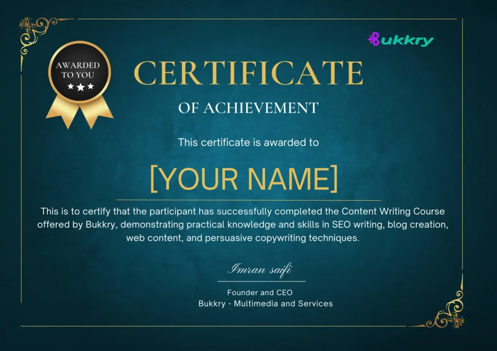 Content Writing Course with Certification by Bukkry