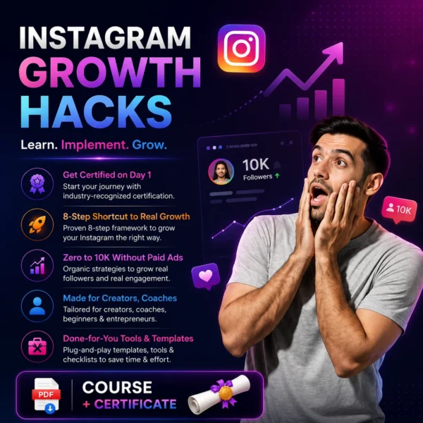 Instagram Growth Hacks Course Certificate by Bukkry
