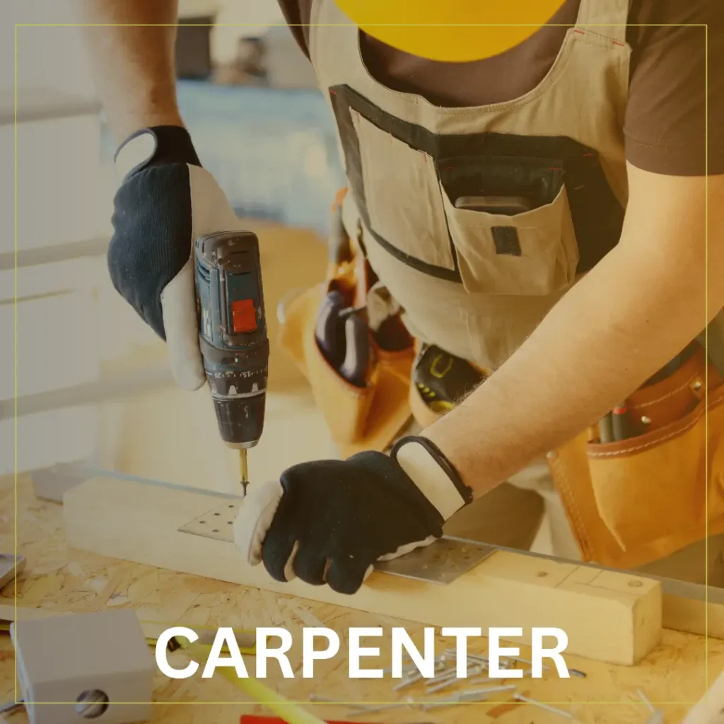 Skilled carpenter working on custom wood furniture with professional tools